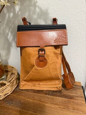 Vintage Leather Crossbody Roll Top bag